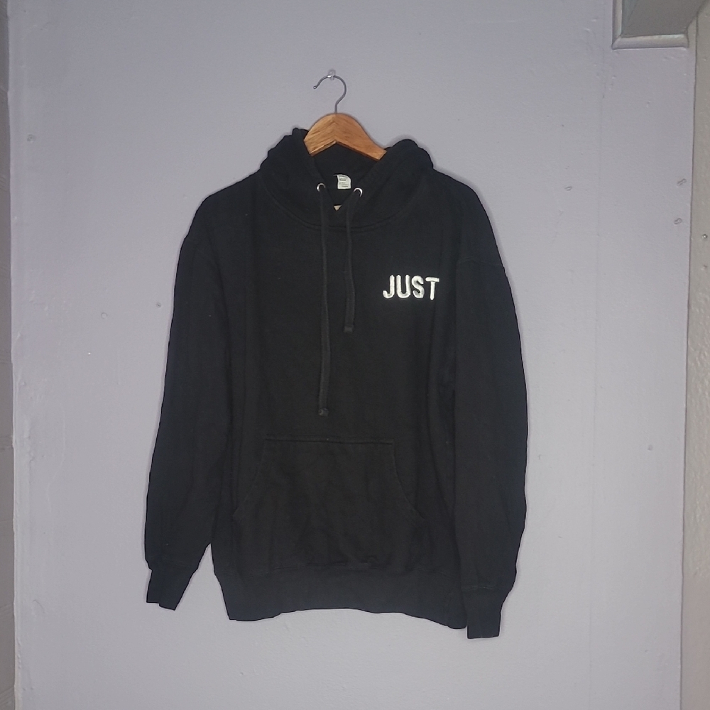 Black 'JUST' Graphic Hoodie